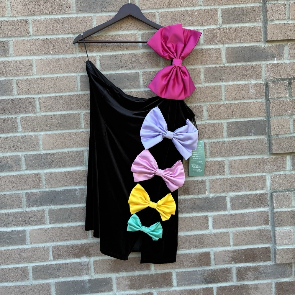 Johnny Wujek X Prom Collection Black Multi Color Bowmini Dress Size 2X NEW NWT